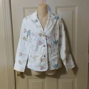 White Denim Floral Jeans Jacket
